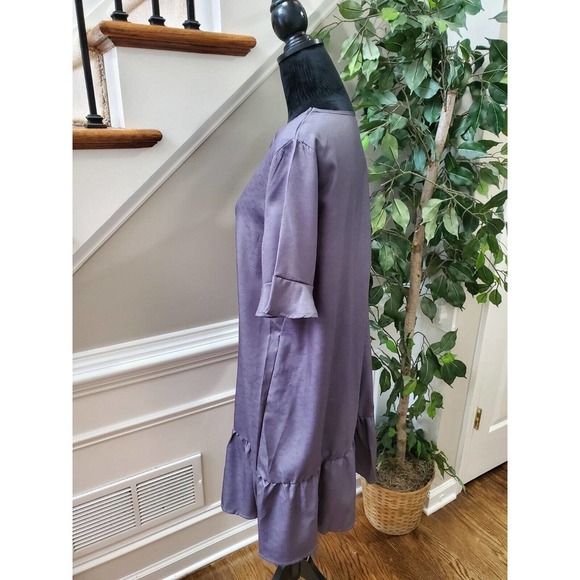 SHEIN Women's Solid Purp Polyester V-Neck Short Sleeve Knee Length Dress Size XL - Picture 7 of 10